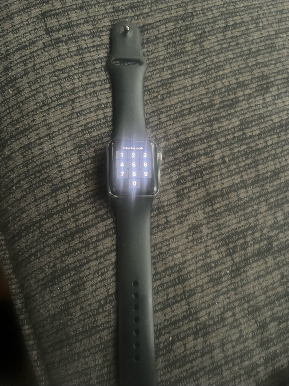 Black Smartwatch with Silicone Band - Touchscreen Passcode Entry